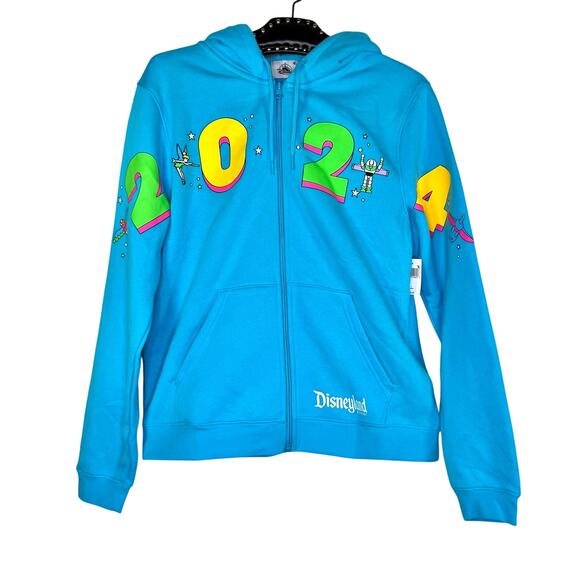 Disneyland 2024 Buzz Lightyear Tinkerbell Dumbo Full Zip Hoodie Sweatshirt Large - Picture 1 of 9